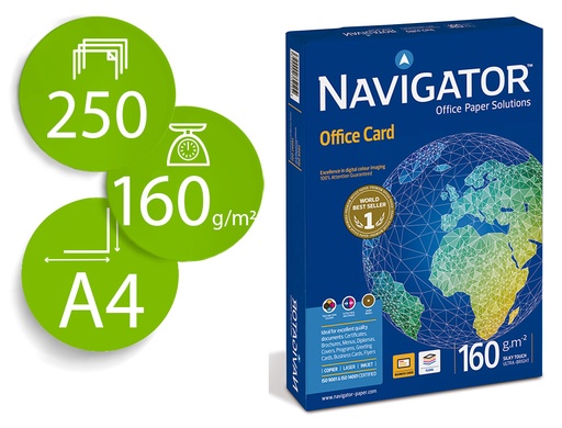 [34291] Papel fotocopiadora navigator din a4 160 gramos papel multiuso ink-jet y laser paquete de 250 hojas