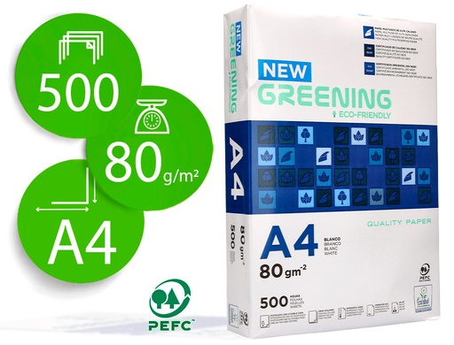[29591] Papel fotocopiadora greening din a4 80 gramos paquete de 500 hojas