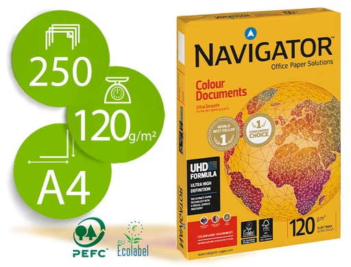 [28316] Papel fotocopiadora navigator din a4 120 gramos paquete de 250 hojas