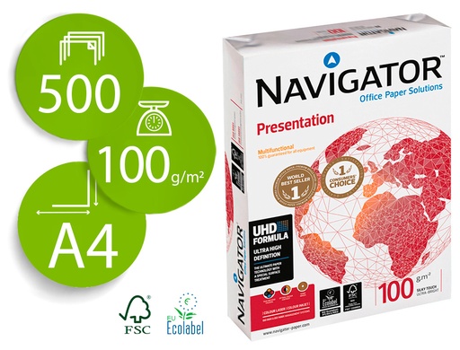 [28243] Papel fotocopiadora navigator din a4 100 gramos papel multiuso ink-jet y laser paquete de 500 hojas
