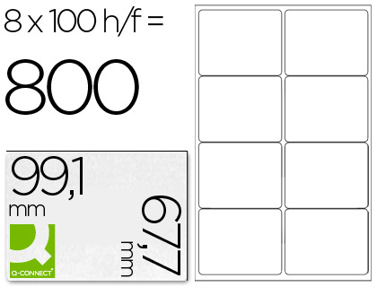 [25688] Etiqueta adhesiva q-connect kf01588 tamaño 99,1x67,7 mm fotocopiadora laser ink-jet caja con 100 hojas din a4