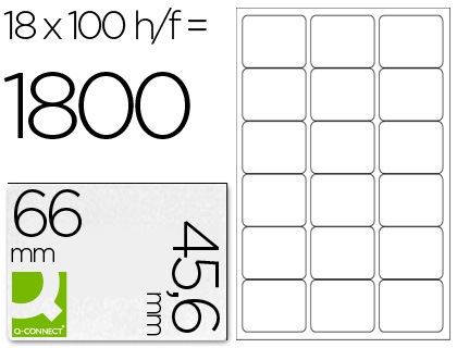 [25687] Etiqueta adhesiva q-connect kf01583 tamaño 66x46,6 mm fotocopiadora laser ink-jet caja con 100 hojas din a4
