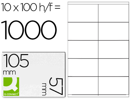 [25684] Etiqueta adhesiva q-connect kf10658 tamaño 105x57 mm fotocopiadora laser ink-jet caja con 100 hojas din a4