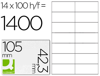[25683] Etiqueta adhesiva q-connect kf10656 tamaño 105x42,3 mm fotocopiadora laser ink-jet caja con 100 hojas din a4