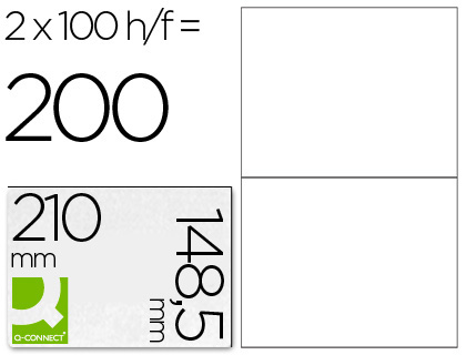 [25215] Etiqueta adhesiva q-connect kf10662 tamaño 210x148,5 mm fotocopiadora laser ink-jet caja con 100 hojas din a4