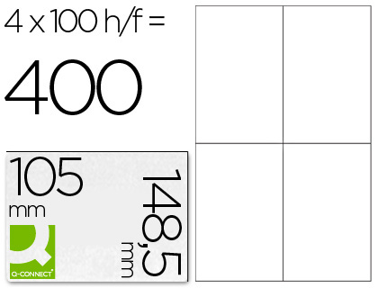 [25214] Etiqueta adhesiva q-connect kf10660 tamaño 105x148,5 mm fotocopiadora laser ink-jet caja con 100 hojas din a4