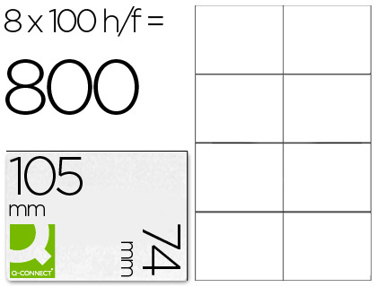 [25213] Etiqueta adhesiva q-connect kf10659 tamaño 105x74 mm fotocopiadora laser ink-jet caja con 100 hojas din a4