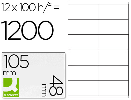 [25212] Etiqueta adhesiva q-connect kf10657 tamaño 105x48 mm fotocopiadora laser ink-jet caja con 100 hojas din a4
