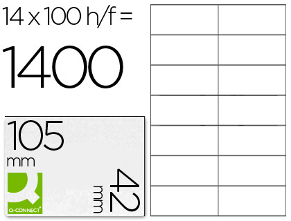 [25211] Etiqueta adhesiva q-connect kf10655 tamaño 105x42 mm fotocopiadora laser ink-jet caja con 100 hojas din a4