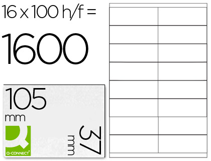 [25210] Etiqueta adhesiva q-connect kf10654 tamaño 105x37 mm fotocopiadora laser ink-jet caja con 100 hojas din a4