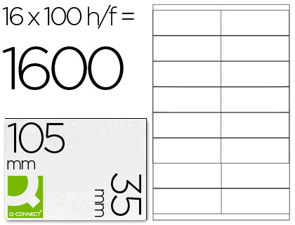 [25209] Etiqueta adhesiva q-connect kf10653 tamaño 105x35 mm fotocopiadora laser -ink-jet caja con 100 hojas din a4