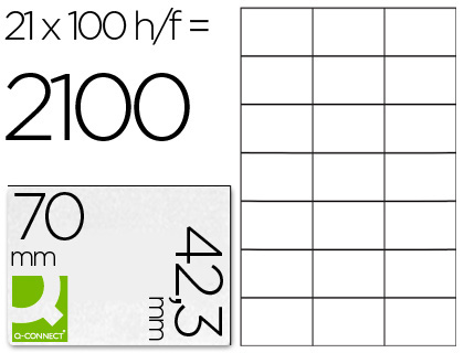 [25208] Etiqueta adhesiva q-connect kf10649 -tamaño 70x42,3 mm fotocopiadora laser ink-jet caja con 100 hojas din a4