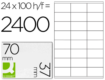 [25207] Etiqueta adhesiva q-connect kf10647 tamaño 70x37 mm fotocopiadora laser ink-jet caja con 100 hojas din a4