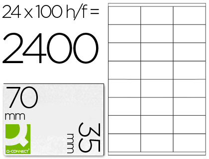[25206] Etiqueta adhesiva q-connect kf10645 -tamaño 70x35 mm fotocopiadora laser ink-jet caja con 100 hojas din a4