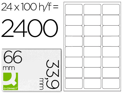 [25204] Etiqueta adhesiva q-connect kf10639 tamaño 66x33,9 mm fotocopiadora laser ink-jet caja con 100 hojas din a4