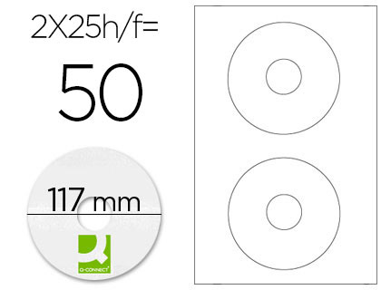 [25202] Etiqueta adhesiva q-connect kf01579 -tamaño cd-rom -fotocopiadora -laser -ink-jet-caja con 25 h/50 etiquetas