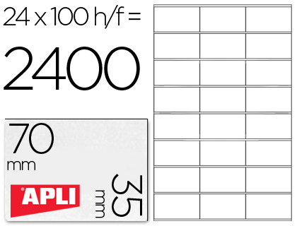 [19509] Etiqueta adhesiva apli 1272 tamaño 70x35 mm fotocopiaodra laser ink-jet caja con 100 hojas din a4