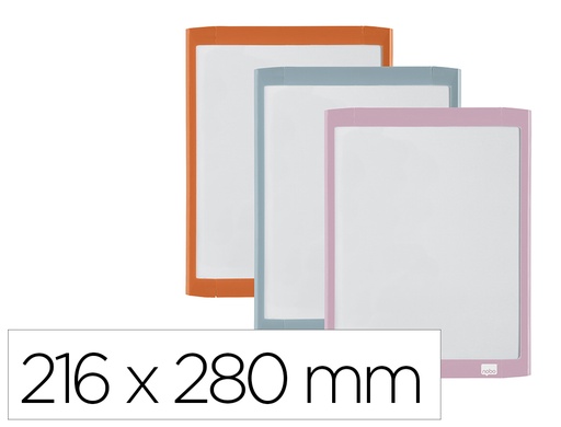 [171990] Pizarra blanca nobo magnetica con borrador iman y rotulador marco colores pastel surtidos 216x280 mm