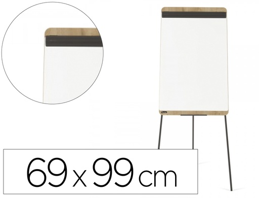 [156858] Pizarra blanca rocada tripode lacada magnetica brazo extensible tablero color roble 69x99 cm altura