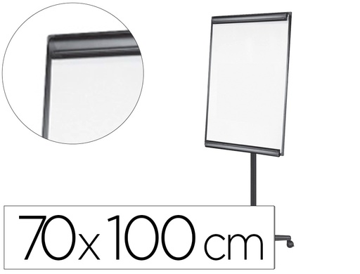 [38279] Pizarra movil q-connect con ruedas para conferencias tablero lacado blanco apta para escritura directa y bloc