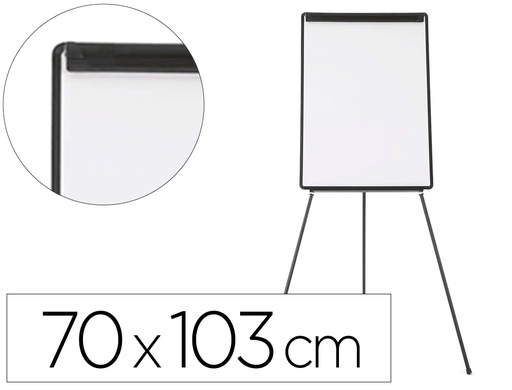 [38182] Pizarra blanca q-connect con tripode 100x70 cm para convenciones superficie laminada marco negro