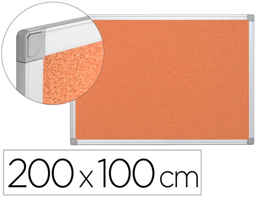 [33668] Pizarra corcho q-connect marco de aluminio 200x100 cm extra corcho 5 mm