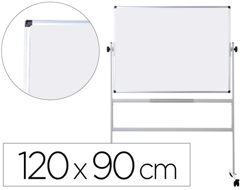 [26357] Pizarra blanca q-connect doble cara melamina marco de aluminio 120x90 cm giratoria