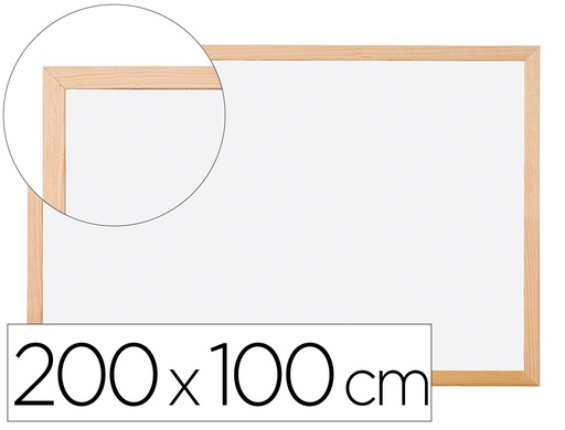 [13285] Pizarra blanca q-connect laminada marco de madera 200x100 cm