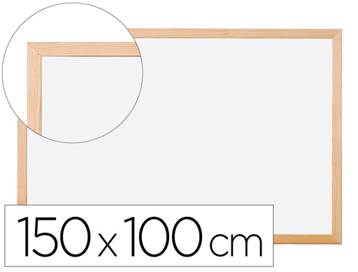 [13284] Pizarra blanca q-connect laminada marco de madera 150x100 cm