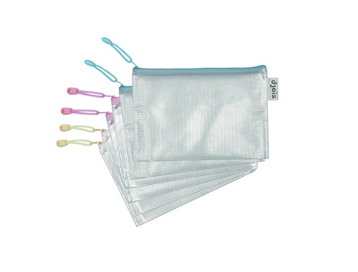 [170889] Bolsa multiusos tarifold zipper con cremallera din a5 pack de 6 unidades colores pastel surtidos