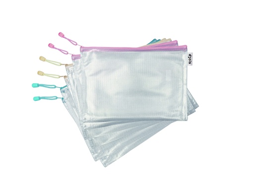 [170888] Bolsa multiusos tarifold zipper con cremallera din a4 pack de 6 unidades colores pastel surtidos