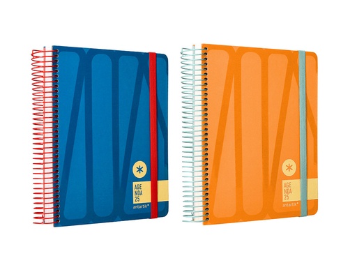 [170543] Agenda espiral antartik bold a5+ 2025 dia pagina colores azul y melocoton surtidos papel 80 gr