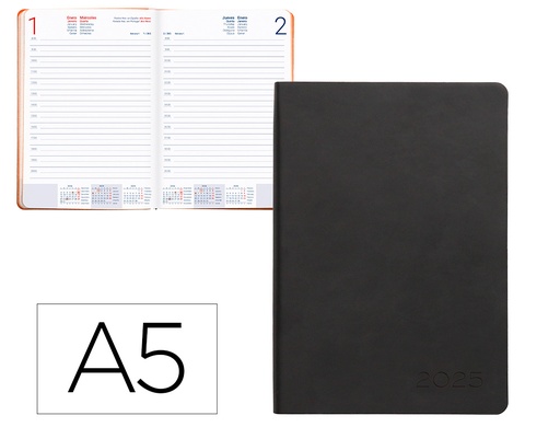 [170525] Agenda encuadernada liderpapel sifnos a5 2025 dia pagina color naranja papel 70 gr