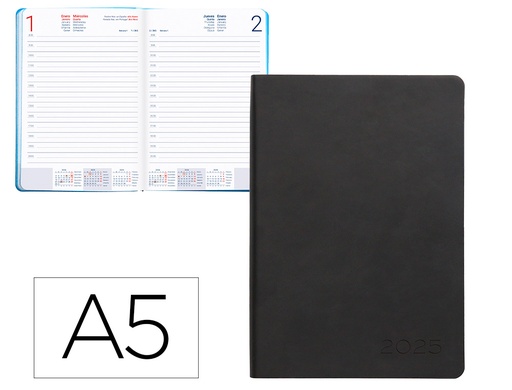 [170523] Agenda encuadernada liderpapel sifnos a5 2025 día página color azul papel 70 gr