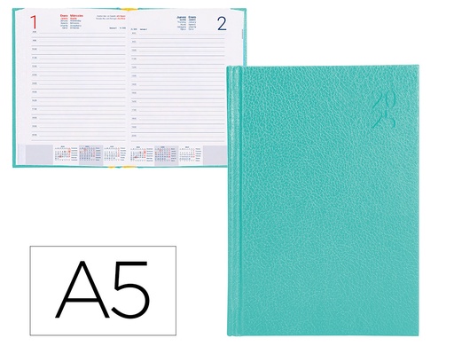 [170471] Agenda encuadernada liderpapel corfu a5 2025 dia pagina color verde menta papel 60 gr