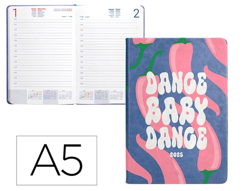 [170457] Agenda encuadernada liderpapel kinaros a5 2025 dia pagina color azul papel 70 gr