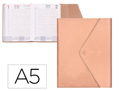 [170435] Agenda encuadernada liderpapel psara a5 2025 dia pagina color rosa nude papel 70 gr