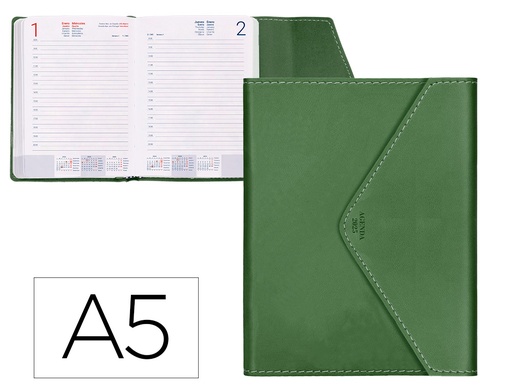 [170433] Agenda encuadernada liderpapel psara a5 2025 dia pagina color verde papel 70 gr