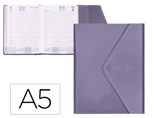 [170432] Agenda encuadernada liderpapel psara a5 2025 dia pagina color violeta papel 70 gr