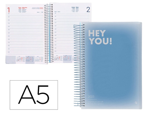 [170407] Agenda espiral liderpapel gazi a5 2025 dia pagina color azul papel 70 gr