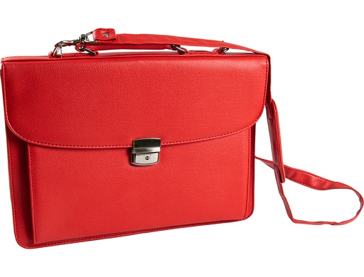 [156777] Cartera portadocumentos q-connect con correa cierre metalico y departamentos interiores color rojo 390x280