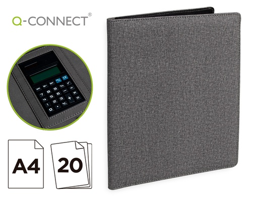 [156774] Carpeta portafolios q-connect a4 con calculadora bloc 20 hojas y departamentos interiores color gris 250x315
