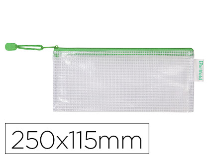 [152484] Bolsa multiusos tarifold pvc 250x115 mm apertura superior con cremallera portaboligrafo y correa color verde