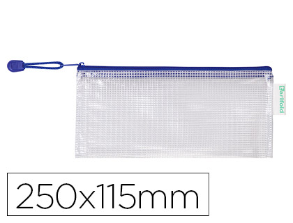 [152482] Bolsa multiusos tarifold pvc 250x115 mm apertura superior con cremallera portaboligrafo y correa color azul