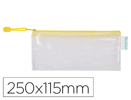[152481] Bolsa multiusos tarifold pvc 250x115 mm apertura superior con cremallera portaboligrafo y correa color amarillo