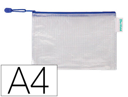 [63066] Bolsa multiusos tarifold pvc din a4 apertura superior con cremallera portaboligrafo y correa azul