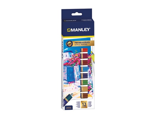 [171033] Pintura acrilica manley 12 ml caja de 12 unidades colores surtidos