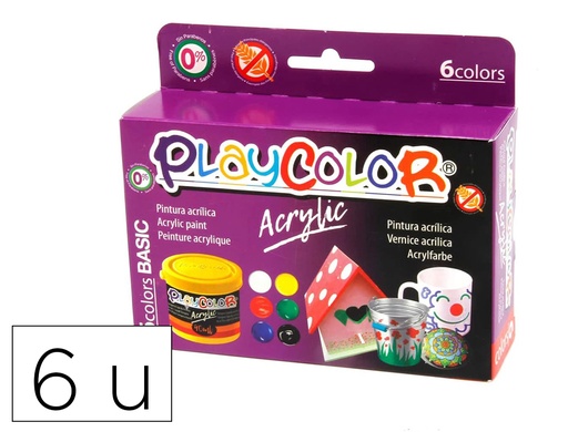 [170881] Pintura acrilica playcolor pastel bote 40 ml caja de 6 unidades colores surtidos