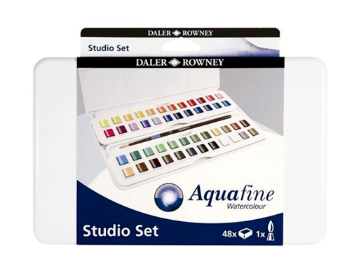 [167956] Acuarela daler rowney aquafine caja metalica de 48 colores surtidos con pincel