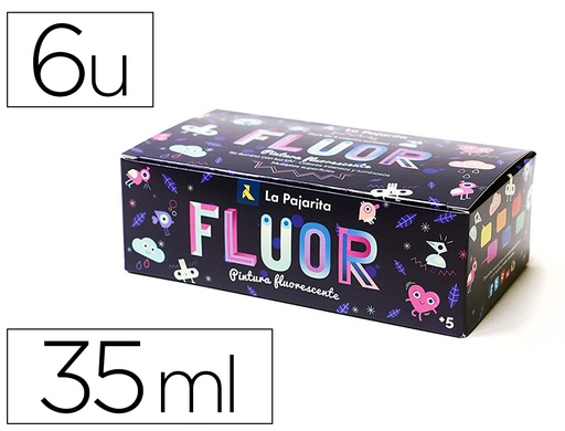 [167278] Pintura acrilica la pajarita fluorescente 35 ml caja de 6 unidades colores surtidos